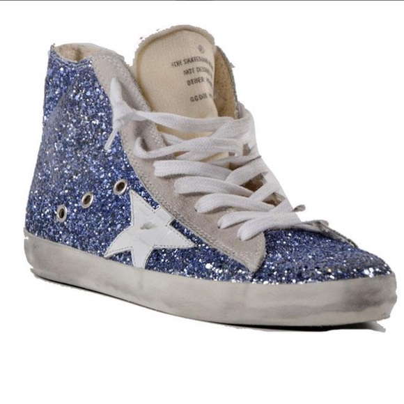 blue sparkly golden goose